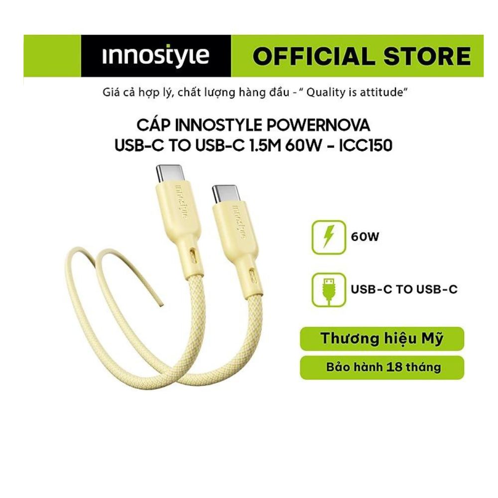 CÁP INNOSTYLE POWERNOVA USB-C TO USB-C 1.5M 60W – ICC150